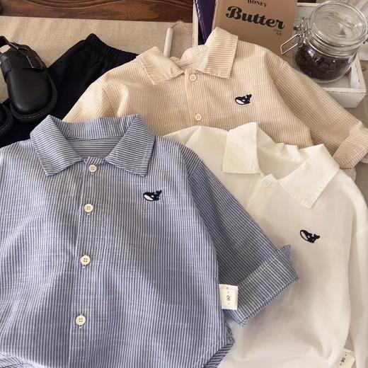 【YW】无忧购童装小鱼刺绣开衫长袖儿童衬衫G0326(截单后7天发货) 商品图1