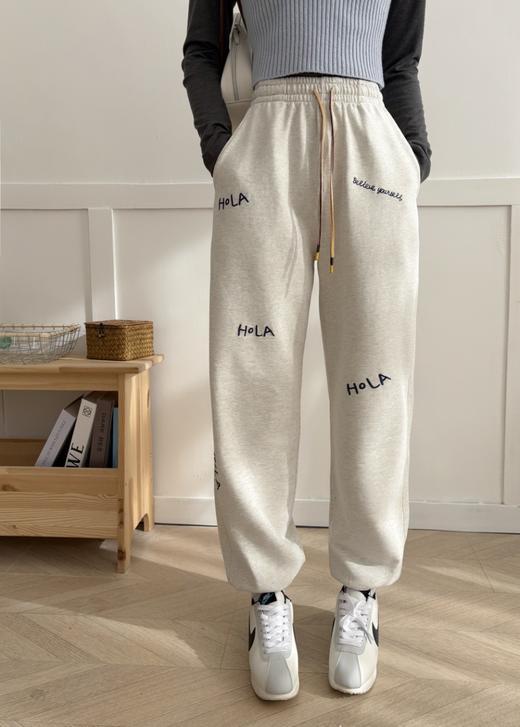 纸袋家春季新款！字母刺绣显瘦休闲裤！纯棉毛圈韩版显瘦抽绳！ 商品图6