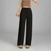 百媚生 亚麻混纺松紧腰抽绳直筒裤高腰阔腿裤25SS0039 商品缩略图4