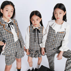 鹿谧灰蓝格纹羊毛系列