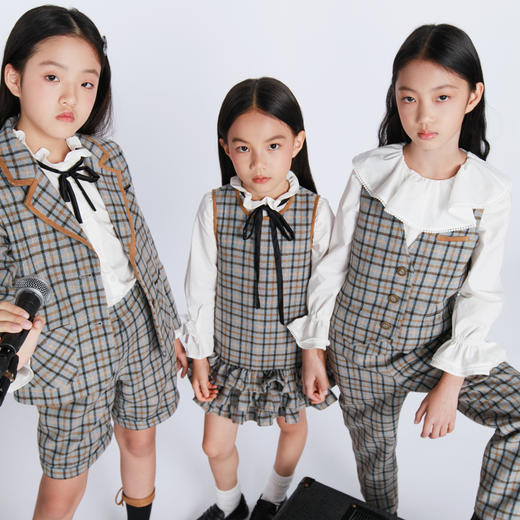 鹿谧灰蓝格纹羊毛系列 商品图0