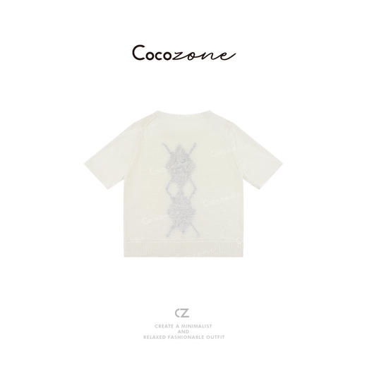 COCO ZONE 刘一一 2025学院风菱格提花短袖针织衫CD1A0598 商品图1