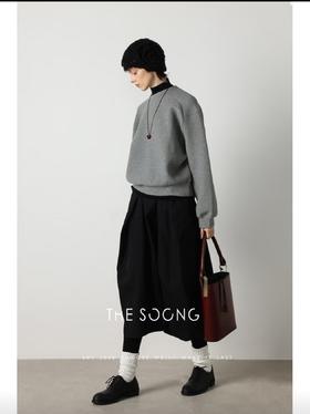 THESOONG"进口100%匹马棉不规则黑色鸡腿半身裙BQZ5374