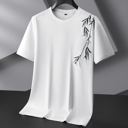 【棉质】【DPF】大依优型大码短袖T恤绣花体恤加大码肥佬宽松圆领休闲棉半袖打底上衣胖子男士 商品图2