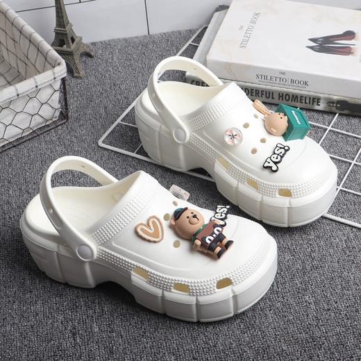夏季包头凉拖鞋卡通小熊花园鞋外穿厚底增高洞洞鞋防滑松糕两穿凉鞋【WG25236】 商品图2