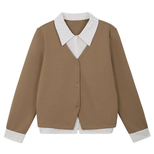 百媚生 假两件开衫卫衣外套女春秋款S82510007 商品图4