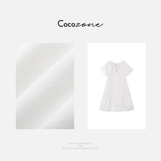COCO ZONE 刘一一 100棉法式系带气质泡泡袖连衣裙CD2A0395 商品图2