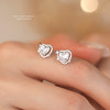 【四芒星】s999纯银爱心锆石耳钉【YXS-E5326】 商品缩略图1