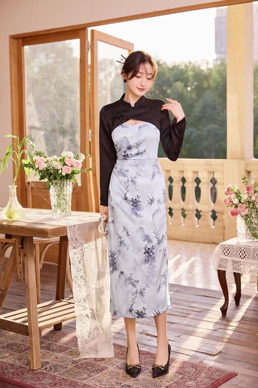Le Malene 新中式水墨印花吊带裙罩衫套装 19874 商品图1