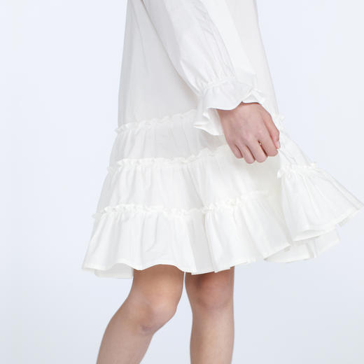 鹿谧 白色纯棉衬衫裙 商品图3