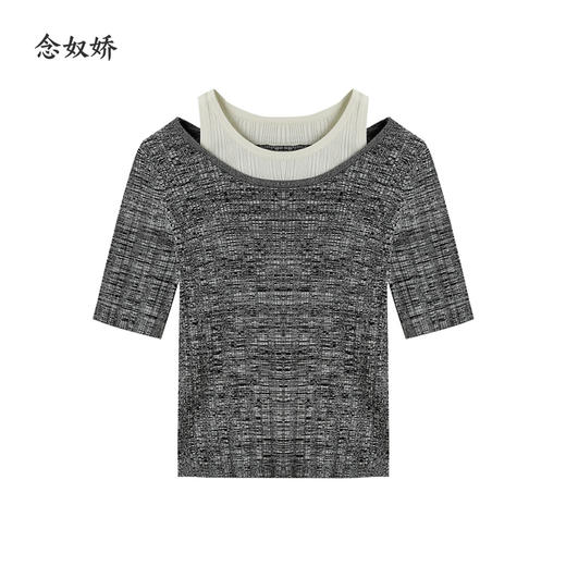 【商场同款】CNK5370 “ 时髦精假两件 ” 冰川灰针织衫 轻柔舒适，透气好穿 商品图7