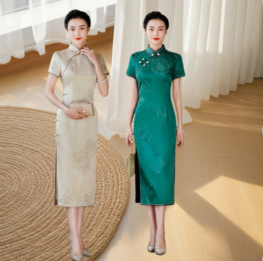 HQ-JYJ-211老上海真丝2025年新款夏季改良中国风桑蚕丝年轻款手工旗袍连衣裙 商品图0