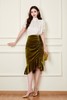 ELLA JADE 橄榄绿色高腰百褶丝绒半裙 19886 商品缩略图2