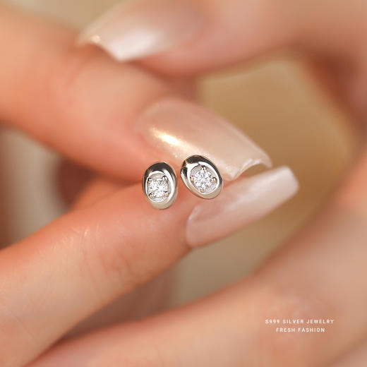 【小银豆】s999纯银闪钻耳饰【YXS-E5329】 商品图1