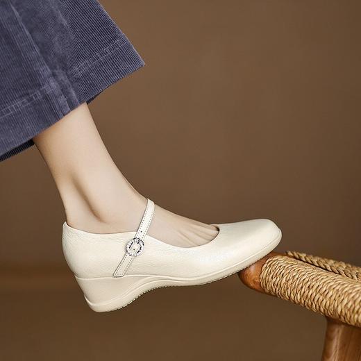 【预售5天】真皮乐福鞋女新款春夏玛丽珍皮鞋坡跟厚底气质单鞋妈妈鞋CFE&C6178 商品图1