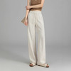 百媚生 亚麻混纺松紧腰抽绳直筒裤高腰阔腿裤25SS0039 商品缩略图0