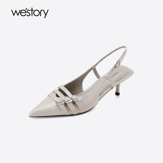 Westory2025年夏季尖头中跟后空单鞋包头空凉鞋W25AH59321 商品图1