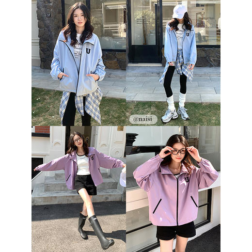 【年货节】熙世界户外机能风外套女短款2025早春新款宽松连帽开衫上衣冲锋衣 商品图4