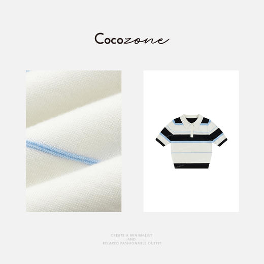 COCO ZONE 刘一一 春季条纹撞色polo领短袖针织衫CD2A0018 商品图2