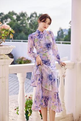 Le Malene 露肩盘扣修身鱼尾连衣裙 19908