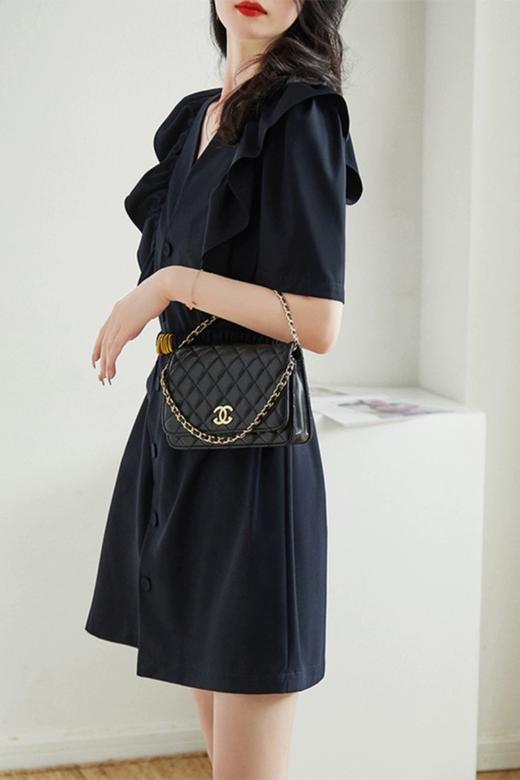 LNNNS 藏青色荷叶边装饰连衣裙 19893 商品图1