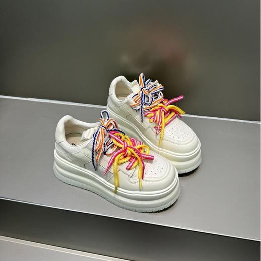 真皮厚底小白鞋!女款2025春季新款百搭板鞋DIY休闲鞋！ 商品图3