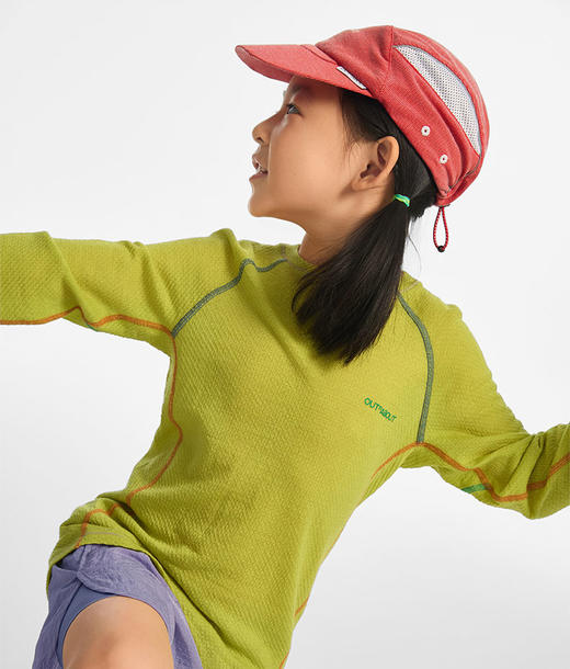 OUTnABOUT出门走走 25ss 儿童户外透气网眼美丽诺羊毛长袖T恤 商品图1