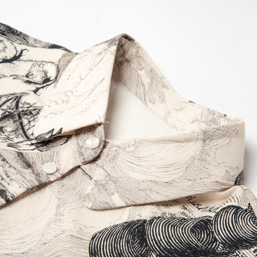 谜底花色衬衫七分袖女2025夏季新款复古风合体百搭衬衣256MC6220 商品图3