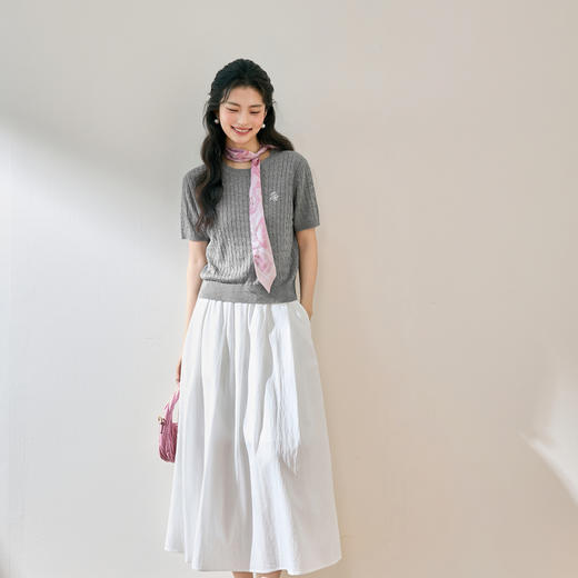 【严选】【绞花俱乐部】诗凡黎兰精天丝绞花针织25夏新款女7G3331401 商品图1