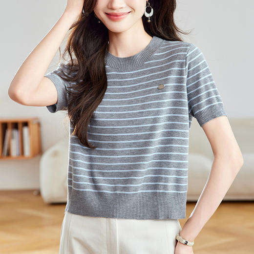 馥迦经典条纹圆领T恤 商品图3