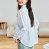 百媚生 纯棉条纹衬衫女长袖双口袋衬衣52083 商品缩略图3