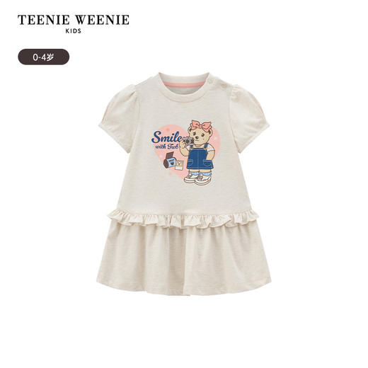 TeenieWeenie Kids小熊童装女宝宝泡泡袖短袖印花连衣裙T0OM256367I 商品图5
