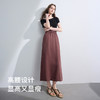 【亚麻】三彩2025夏季新款高腰半身裙复古小黑裙显瘦直筒裙长裙垂感M 商品缩略图2