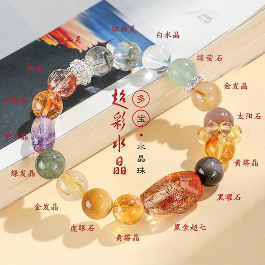 【事事顺遂❗多宝水晶串珠手链】天然精致多彩水晶，佩戴超显白显瘦，小众高级黑金超七绿幽灵手串首饰QQ 商品图2