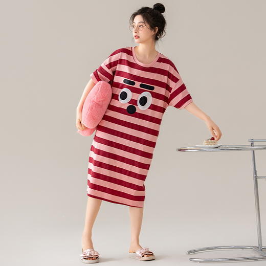 纯棉睡裙女夏季2025新款夏天睡衣短袖薄款甜美风少女连衣裙子圆领学生睡衣 商品图1