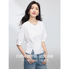 【周末秒杀】熙世界纯棉开叉中袖T恤女设计感2025夏季新款法式五分袖短款上衣 商品缩略图1