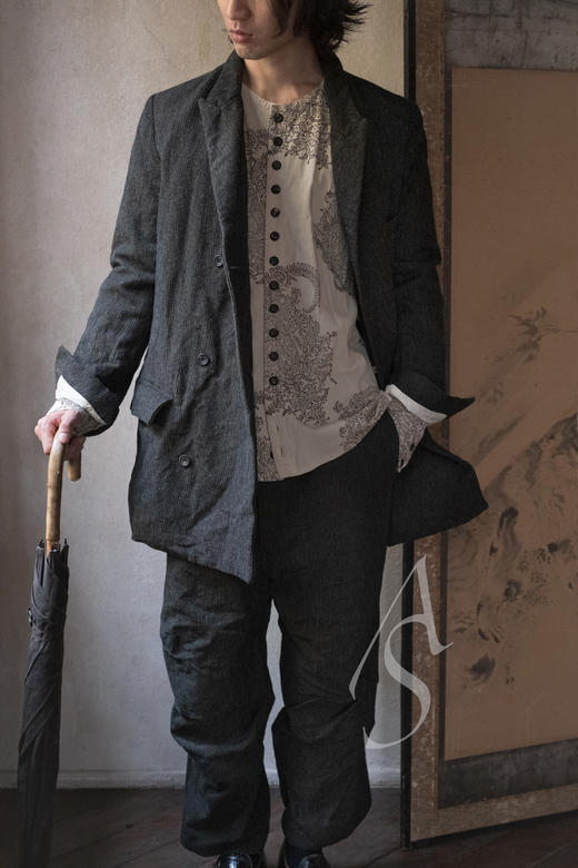 Paul Harnden 男士深灰绿贝德福德斜纹羊毛lancashire腰带裤 商品图2