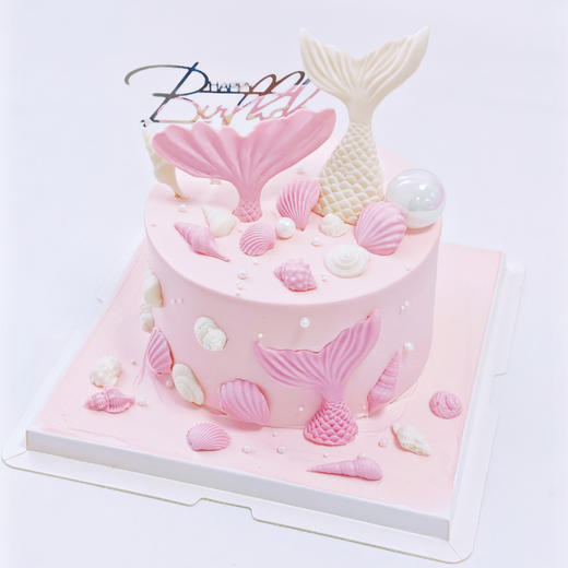 粉色海洋主题鱼尾蛋糕 商品图3