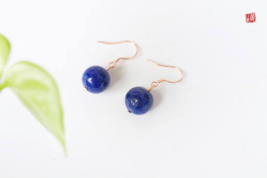 青金石耳坠，925银镶 商品图3