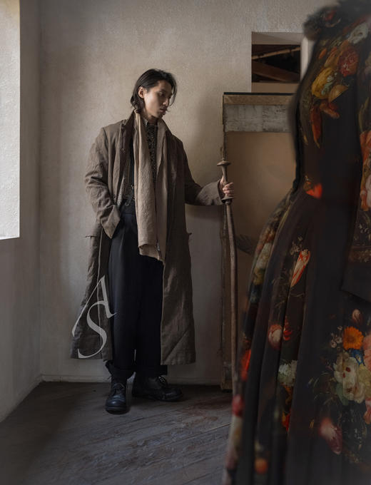 Paul Harnden 男士棕色tweed long coat 商品图2