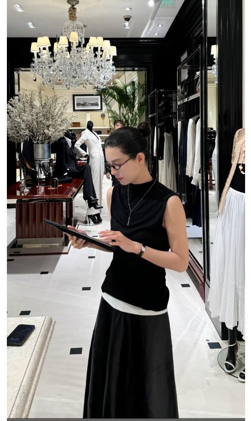 THESOONG|‘理想裙’黑色拼接立裁A字半身皮裙女HWQZ6697 商品图1