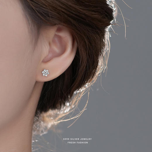 【雪芙】s999纯银雪花花朵耳饰【YXS-E5303】 商品图3