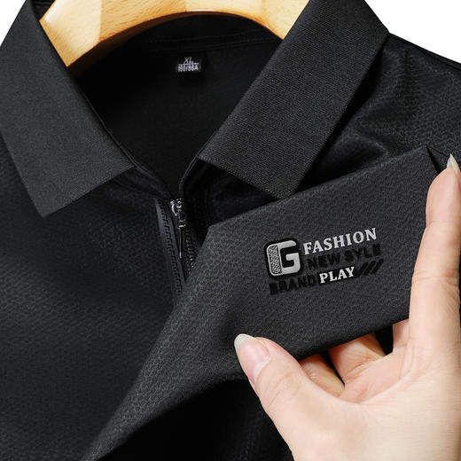 【DLS】大依优型大码拉链款短袖Polo衫翻领加肥加大男士大号弹力透气舒适夏季半袖 商品图3