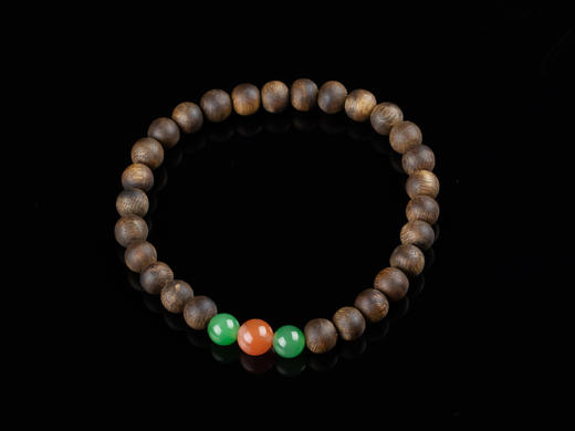 XY0152沉香+南红碧玉手串 商品图0