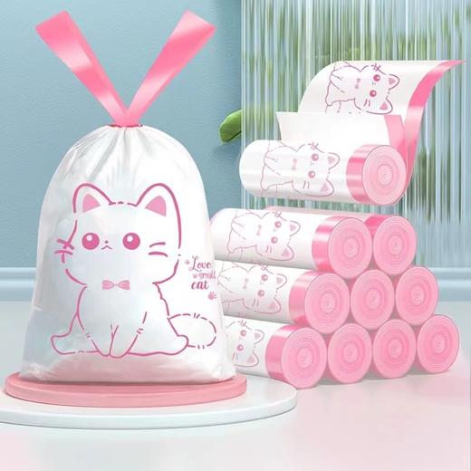 【趣味印花！抽绳式垃圾袋】家用加厚手提式厨房宿舍用学生驱蚊香氛防臭塑料袋子。ry 商品图3