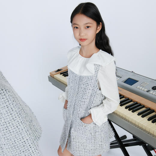 鹿谧 黑白格纹背心裙 商品图0