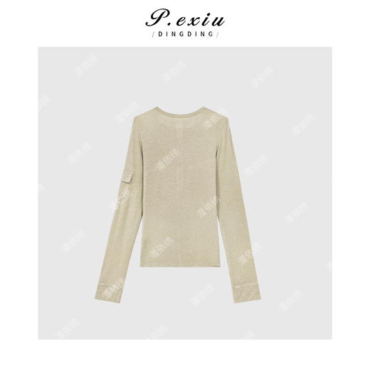 PanYiXiu/潘依绣天丝羊-毛立体口袋修身高弹长袖T恤 WH00213 商品图2