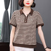 百媚生 棉质翻领条纹上衣短袖6830 商品缩略图5