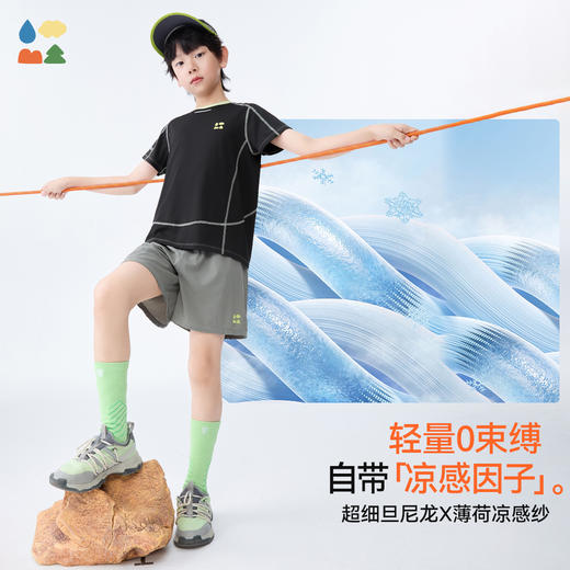 【风孔冰冰梭织短裤】森林棠25夏款儿童轻薄凉感透气休闲短裤五分裤41062507 商品图1