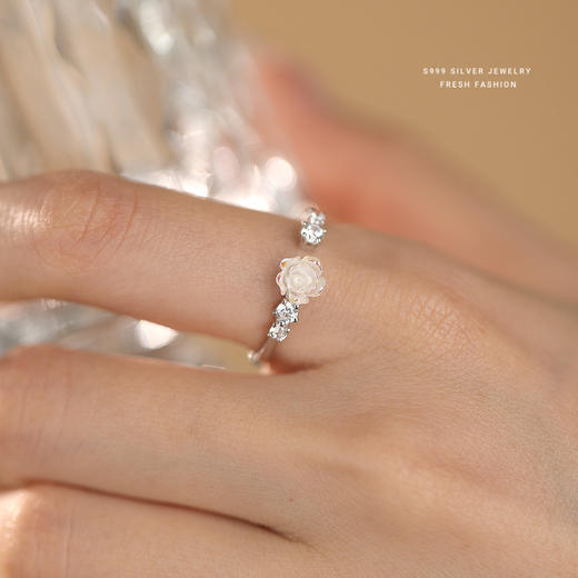 【玫瑰香梦】s999纯银幻彩玫瑰花锆石戒指【YXS-K2200】 商品图3